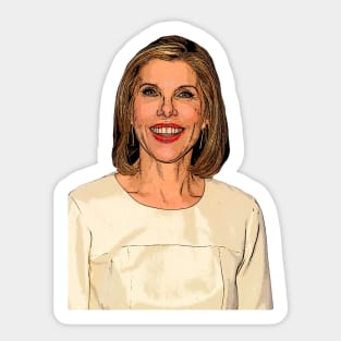 Christine Baranski Beige Cartoon Sticker